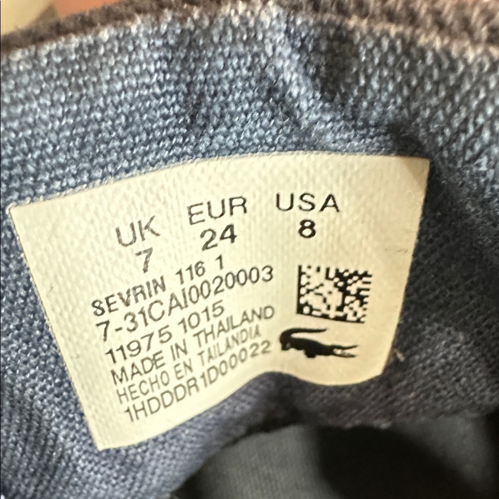 Lacoste Kids Dark Denim Blue and Tan Sneakers Size 8 - Picture 7 of 7